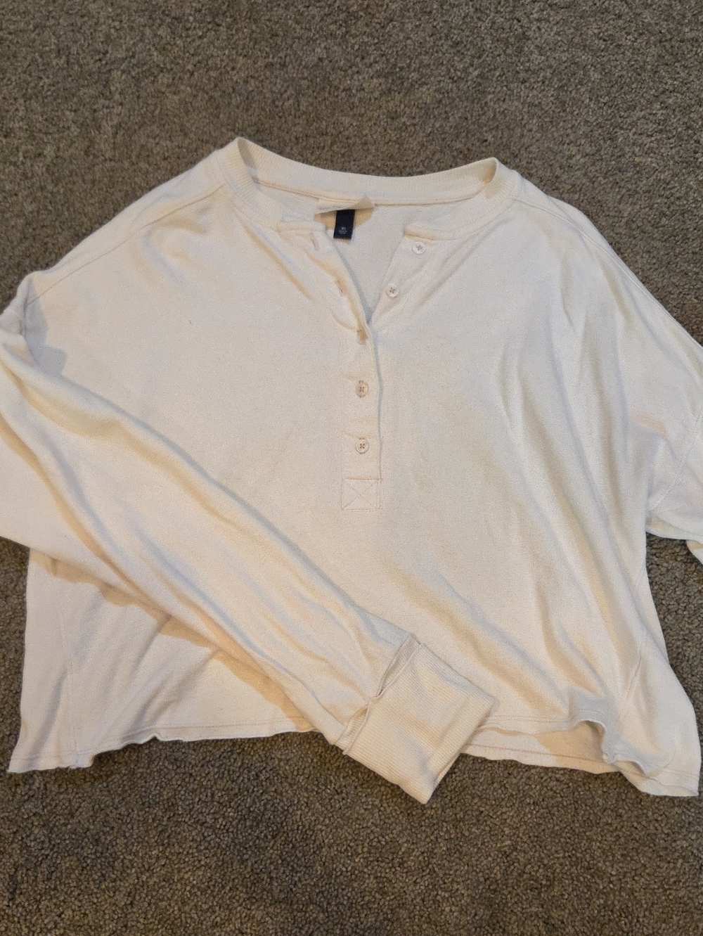Universal Thread Cream Button-Front Ribbed Henley